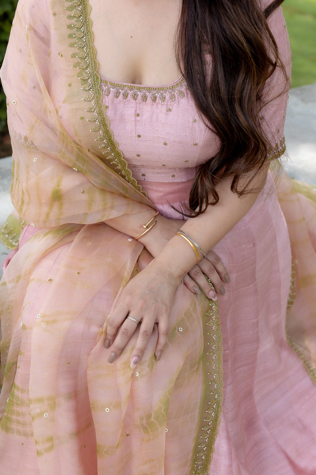 Close-up of Saira Blush Lehenga Set
