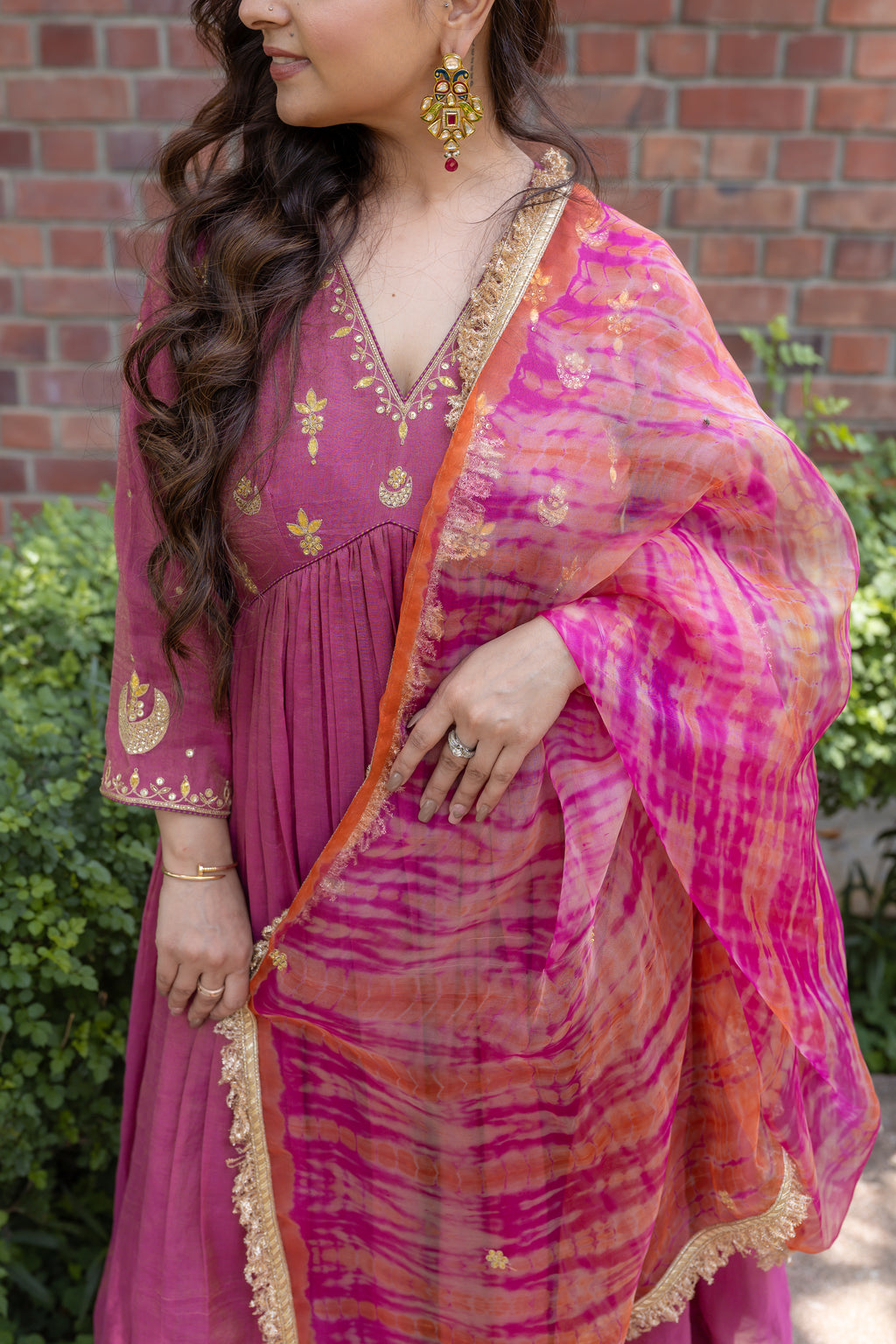 Close up view of Ziya Anarkali Kurta Set