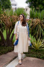 Full length front view of Akanksha Suit set with dupatta.