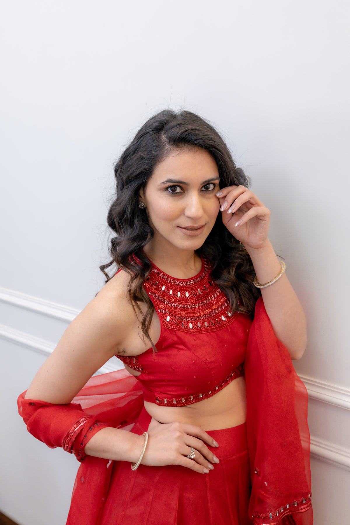 Front close up view of Aarohi Festive Lehenga set.