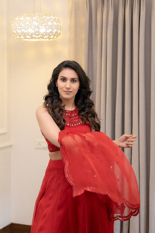 Front view of Aarohi Festive Lehenga set.