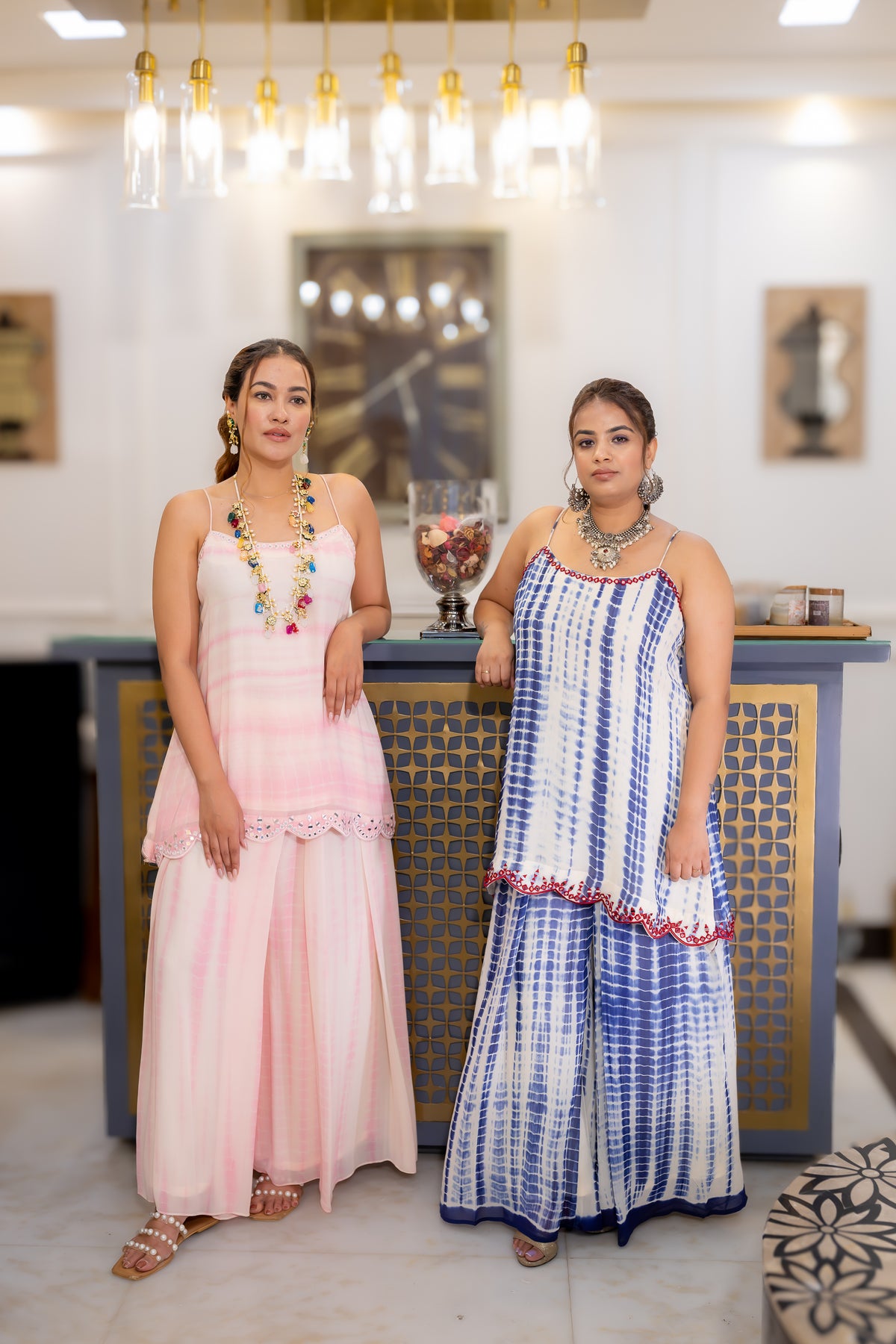 Front view of Reet Coord set available in blue and pink color.