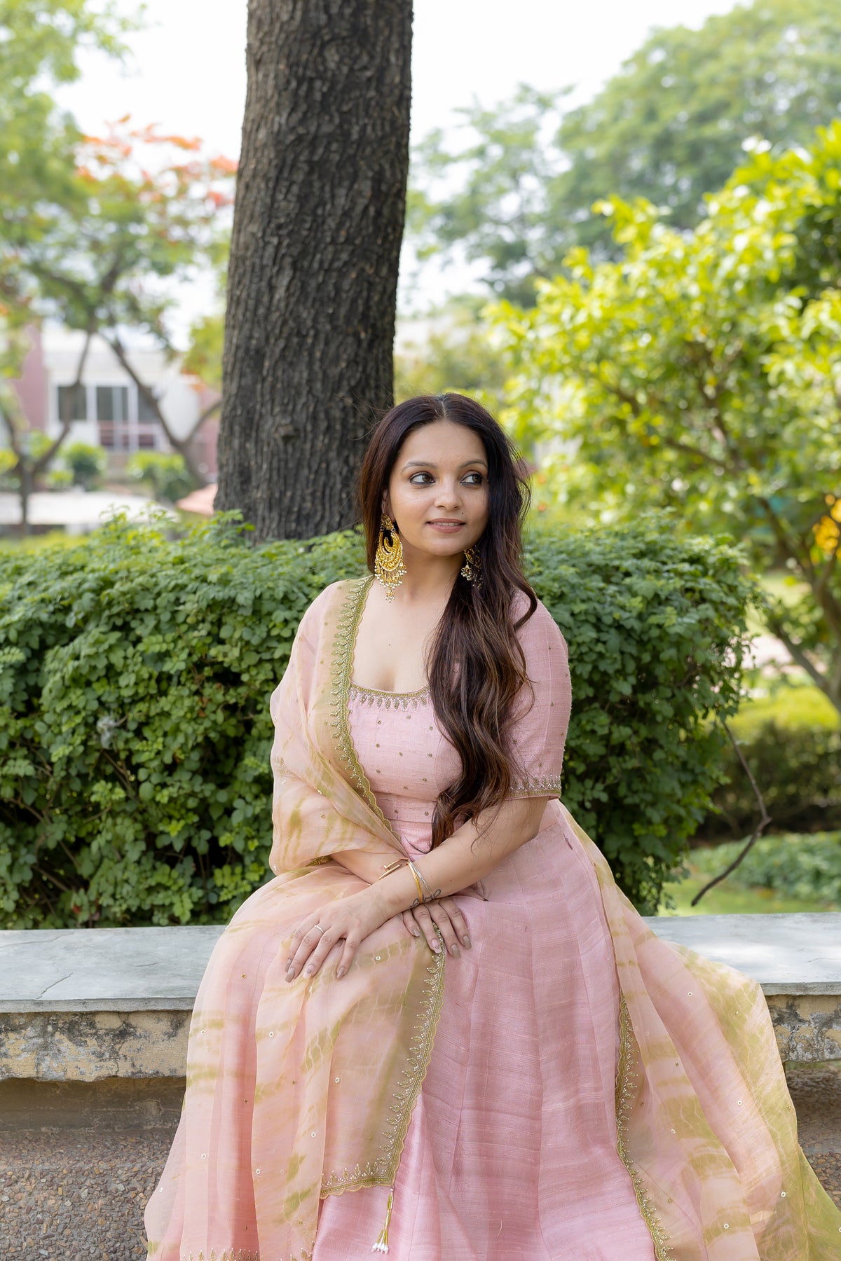 Front view of Saira Blush Lehenga Set.