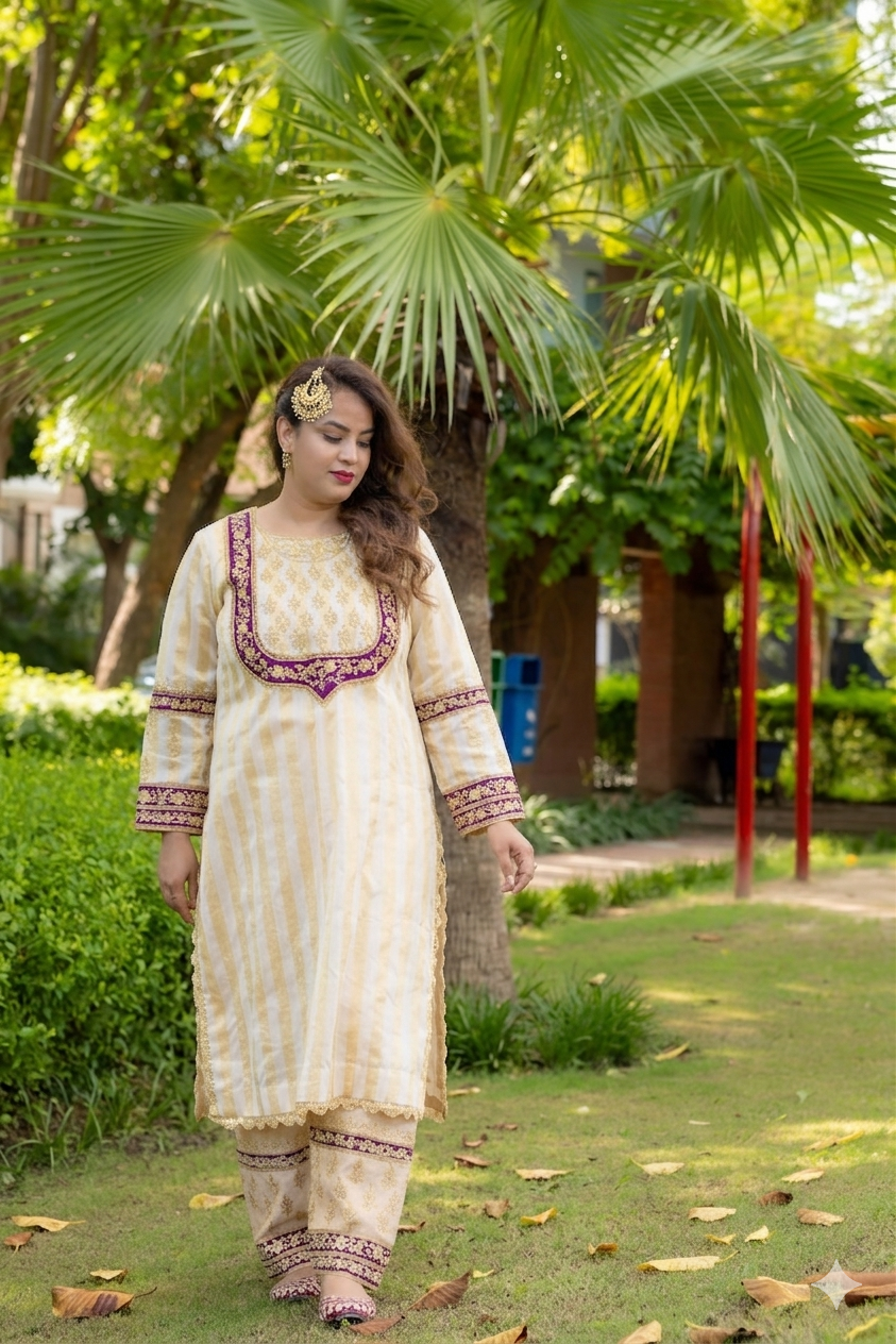 Full front view of Afreen Suit set without dupatta.
