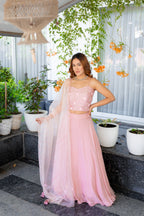 Full View of Rashi Pink Lehenga Set.