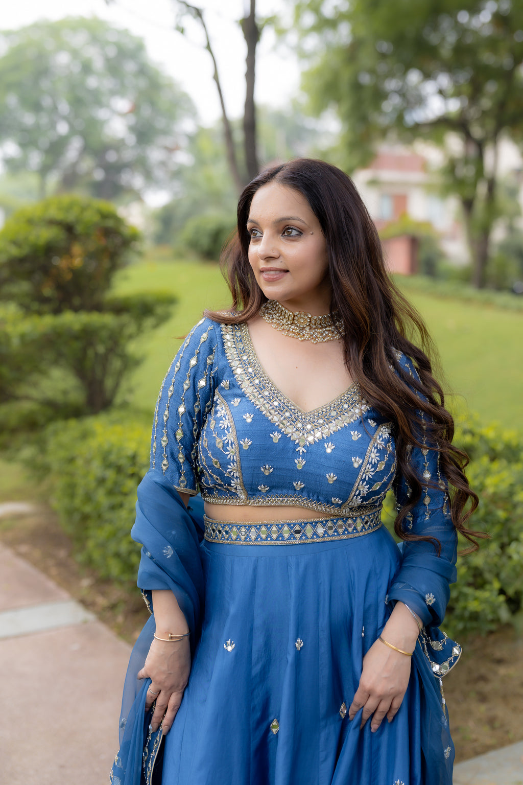 Geet Royal Blue Lehenga Set.