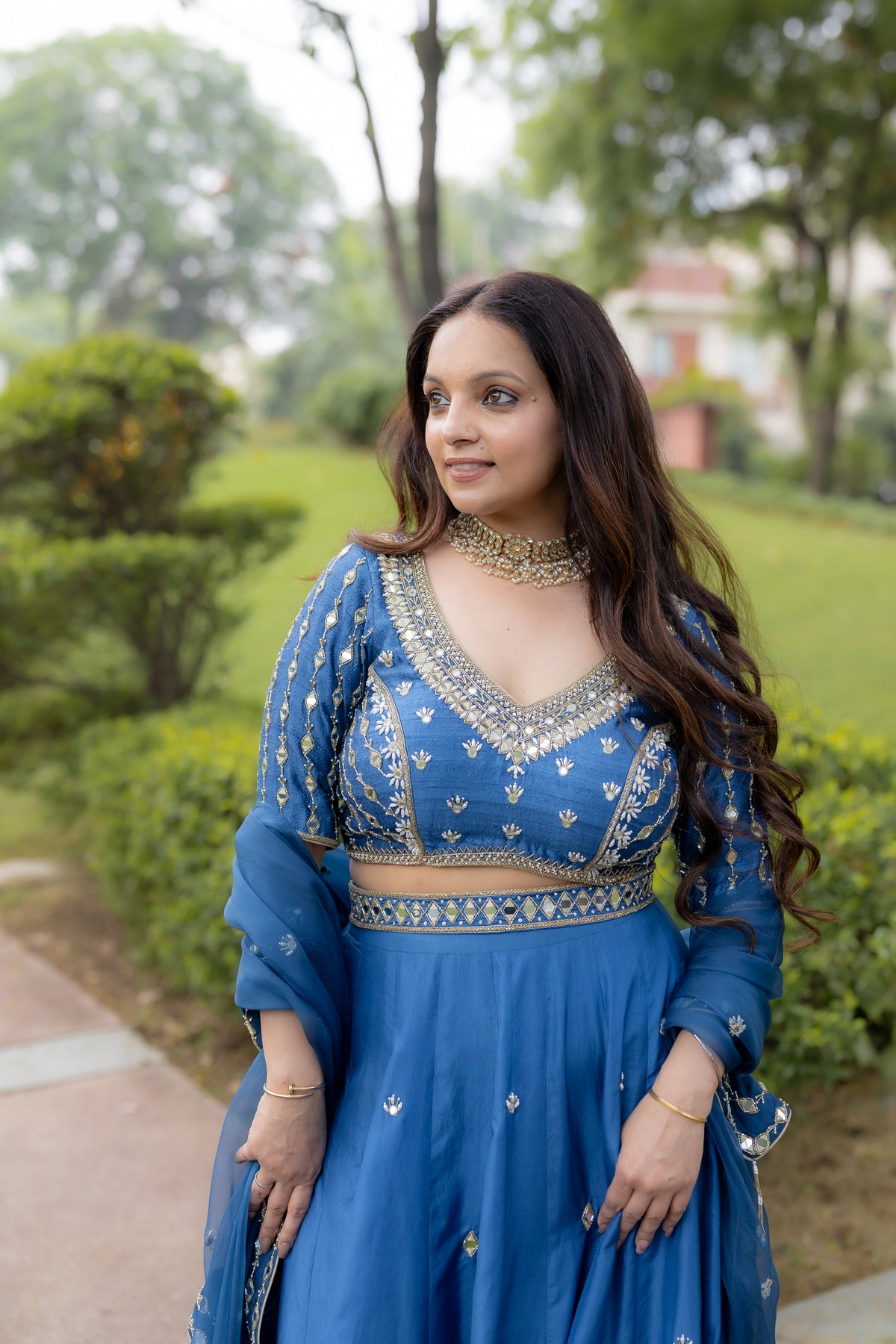 Geet Royal Blue Lehenga Set.