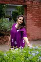 Model close up view in Meghna A-Line Kurta set.