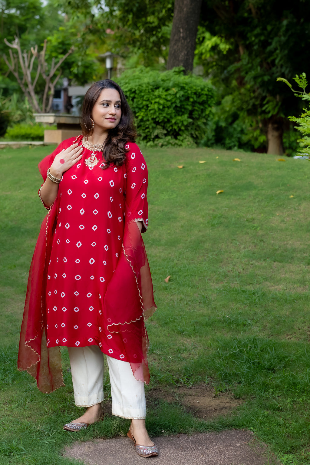 Ruby Bandhani Suit Set