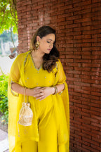 Right view of sleeves design work of Bindu Noor Cape Palazzo set.
