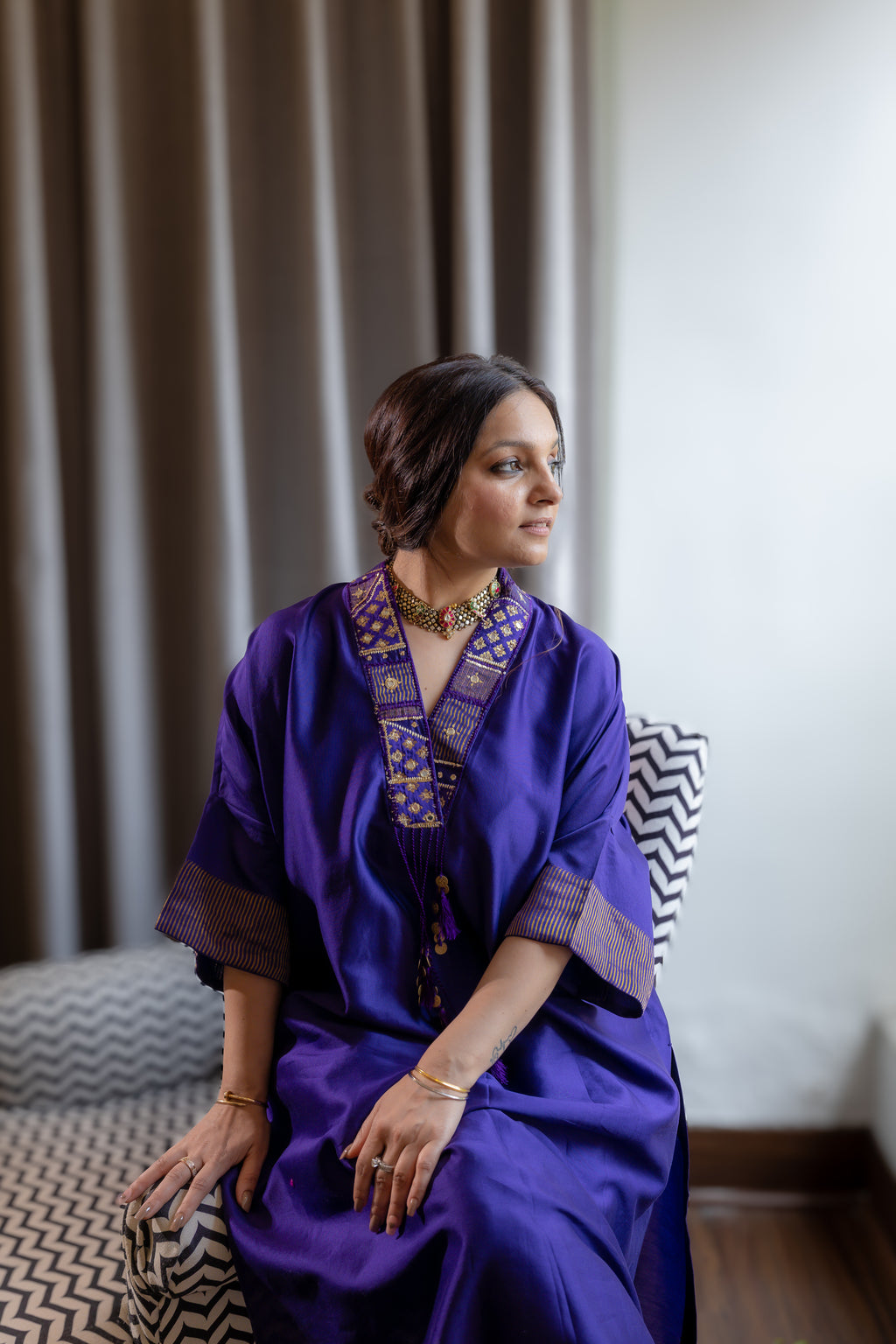 Front close up view of Zehra Reet Kurta Set.
