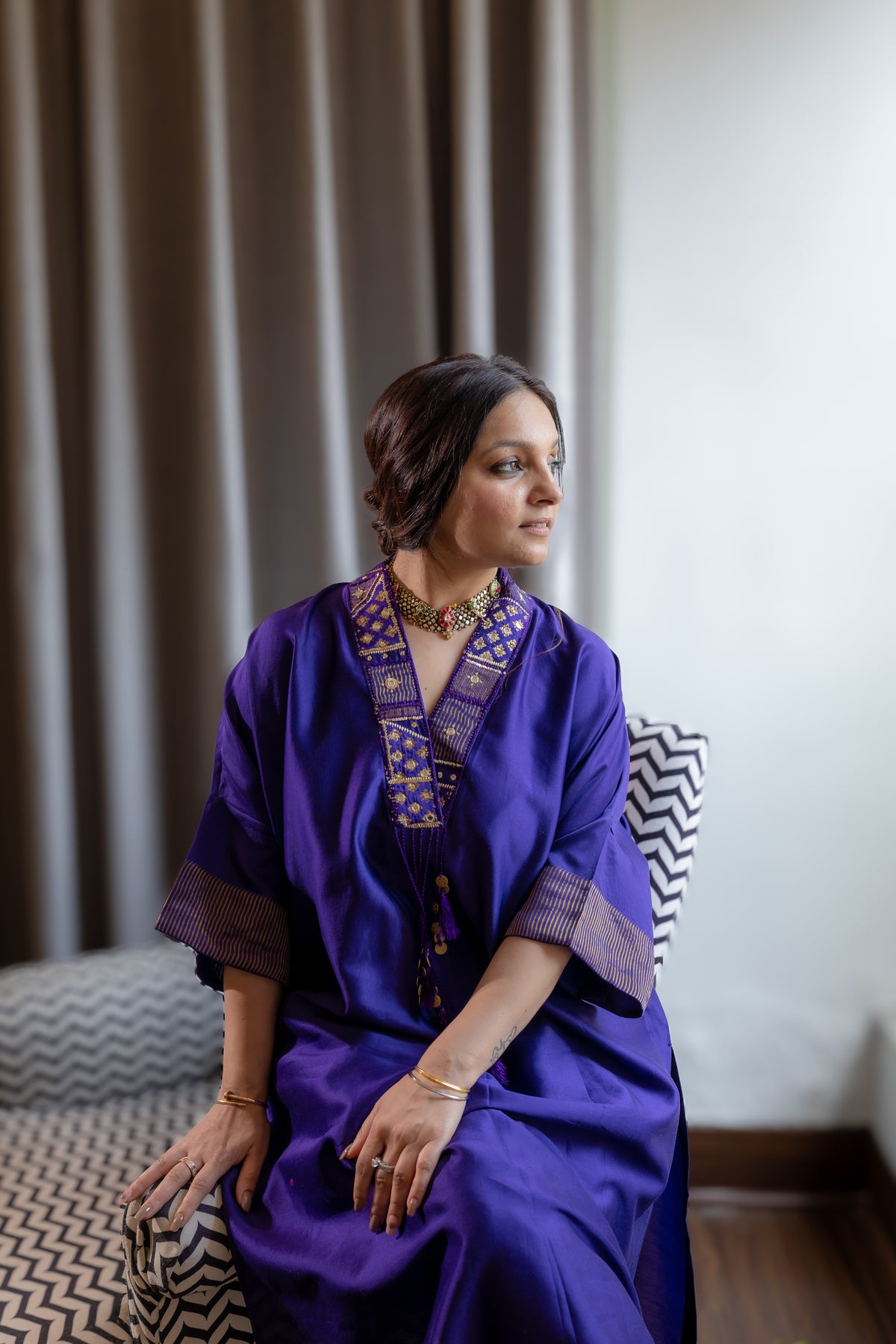 Front close up view of Zehra Reet Kurta Set.