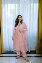 front view full length of meera organza kurta.