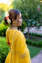 side view of Kesar Aangan Lehenga Set.